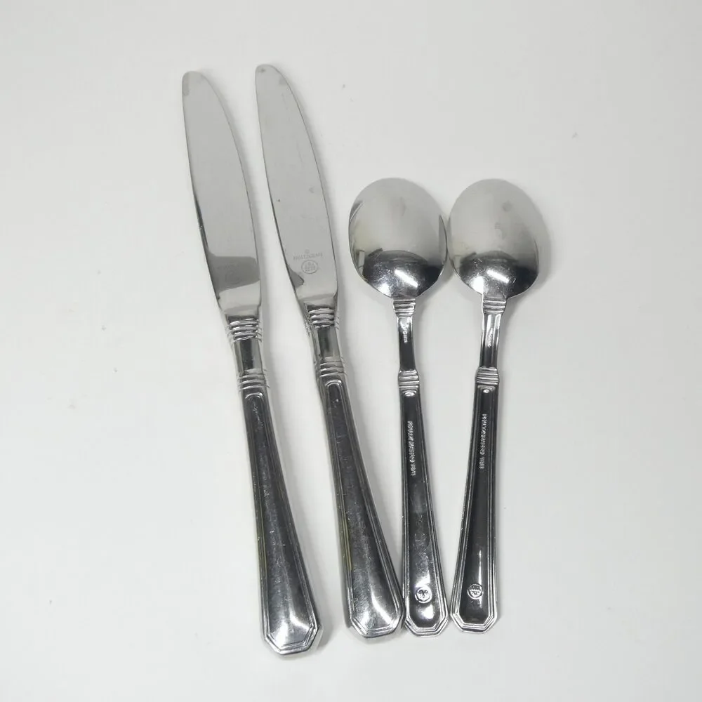 Pfaltzgraff Providence 4pc Flatware Lot Soup Spoons Knives Stainless